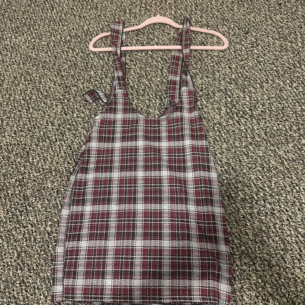 Rainbow Burgundy and White Checkered Dress